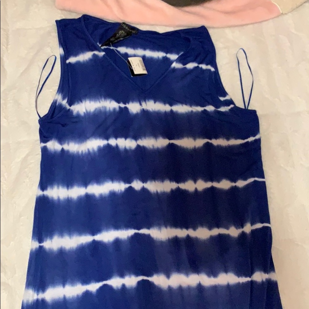 Blue maxi dress tie dye color